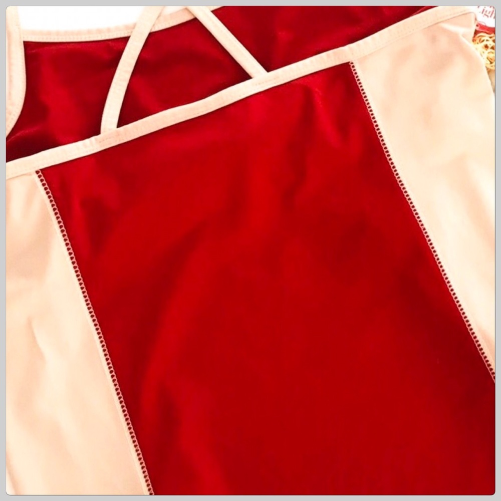 Spiegel Red Color Block Shelf Bra Top - Picture 3 of 3
